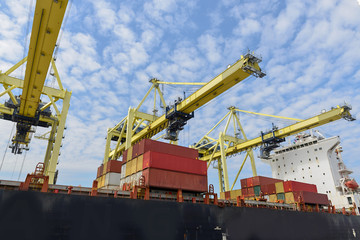 Container vessel moored in port