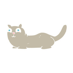  flat color illustration of a cartoon cat