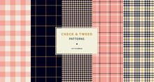 Check And Tweed Seamless Patterns Set