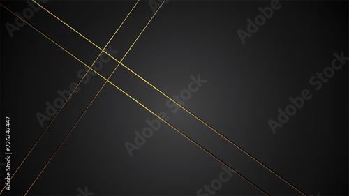 Luxury Black Background Banner Vector Illustration With Gold Strip
