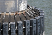 Rubber Bumpers At Commercial Dock, Delaware Bay