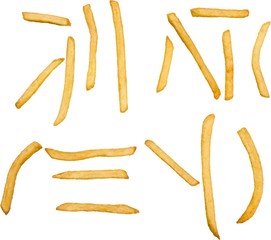Wall Mural - Chinese Letters Made Out Of French Fries - Isolated