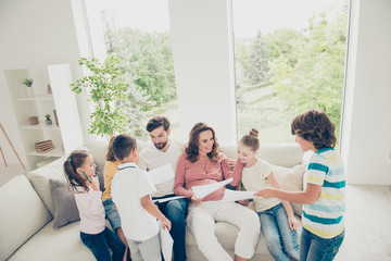 Poster - Friendship concept. High angle top view of full, large family si