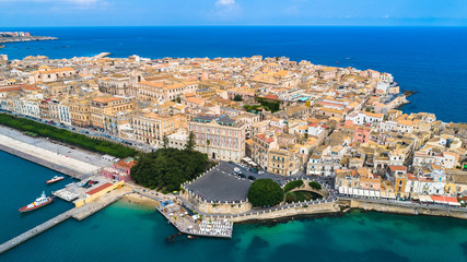 Wall Mural - Aerial. Ortigia a small island which is the historical centre of the city of Syracuse, Sicily. Italy.