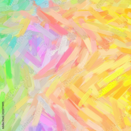 Illustration of yellow and green oil paint with big brush square background.