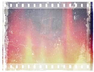 Poster - Scratched and stained film strip frame with copy space for text or image.