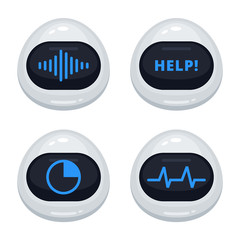 Wall Mural - vector set of robot emoticons. collection of cyborg characters with different interface messages in 