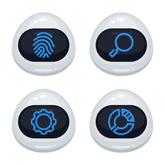 Wall Mural - vector set of robot emoticons. collection of cyborg characters with different interface messages in 