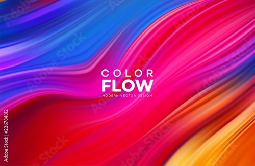 Modern colorful flow poster. Wave Liquid shape in color background. Art desig...
