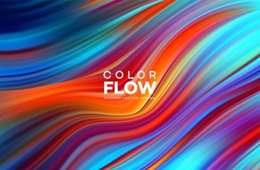 Wall Mural - Modern colorful flow poster. Wave Liquid shape in color background. Art design for your design project. Vector illustration