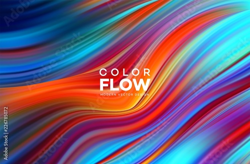 Modern colorful flow poster. Wave Liquid shape in color background. Art desig...