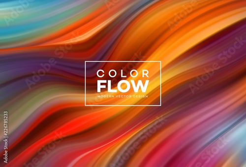 Modern colorful flow poster. Wave Liquid shape in color background. Art desig...