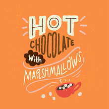 Hot Chocolate With Marshmallows Hand Lettering