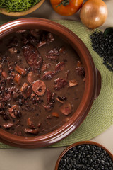 Wall Mural - Brazilian Feijoada Food. Top view with copy space.