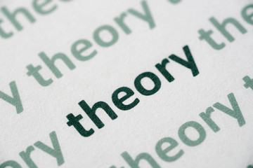 word  theory printed on paper macro