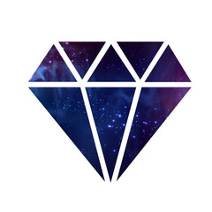 Wall Mural - diamond flat vector icon with space background inside