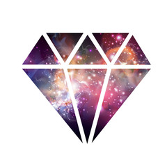Wall Mural - diamond flat vector icon with space background inside