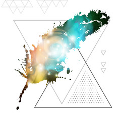 Wall Mural - feather flat vector icon with space background inside