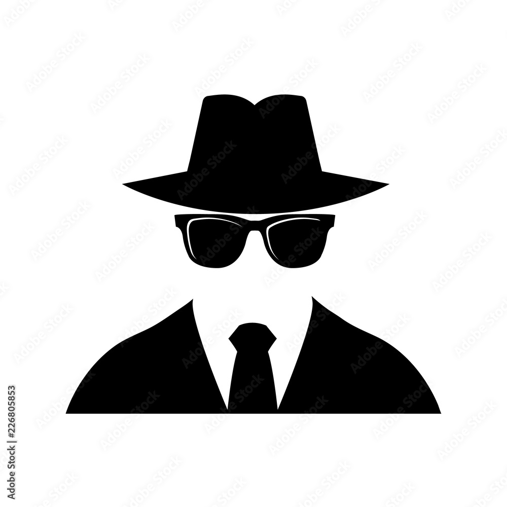 Vetor Secret agent, spy icon, logo on white background do Stock | Adobe  Stock