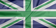 Fabric Flag Of Northern Ireland. Crease Of Northern Ireland Flag Background, Green Union Flag.