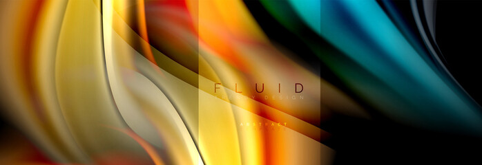 Rainbow fluid abstract shapes, liquid colors design, colorful marble or plastic wavy texture background, multicolored template for business or technology presentation or web brochure cover design