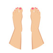 Weibliche Füße mit Nagellack Flat Design isoliert auf weißem Hintergrund