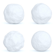 Snowballs Set With Shadows Isolated On White