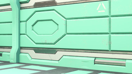 Wall Mural - 3D rendering of realistic sci-fi spaceship corridor