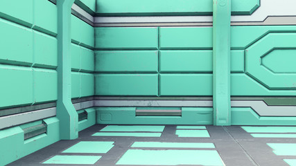 Wall Mural - 3d illustration of futuristic design spaceship interior. render
