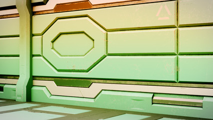 Wall Mural - 3D rendering of realistic sci-fi spaceship corridor
