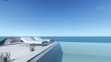 Fototapeta  - 3d render modern pool sea view terrace living in modern style  pool bed view