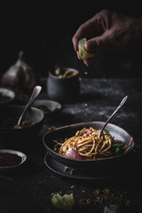 Pasta with curried breadcrumbs