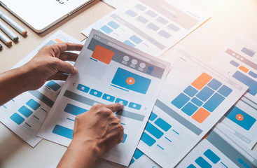 website designer creative planning application developer development draft sketch drawing template l