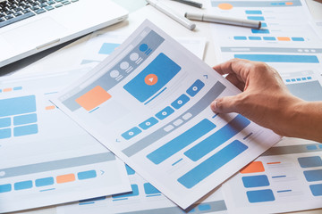 website designer creative planning application developer development draft sketch drawing template l