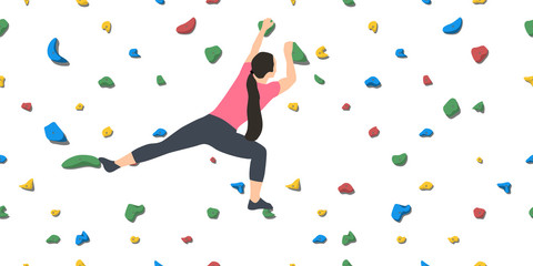 Poster - Woman on climbing wall