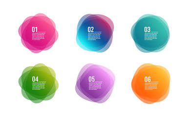 Wall Mural - infographic timeline 6 steps. colorful 6 options round banners. overlay colors shape art design. abs