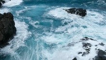 Ocean Waves On Rocks - Surf Hits Cliff On Rocky Coast