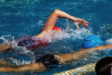 Fototapeta Łazienka - Sports background for splash topics - Sport swimming in the pool. Unsharp background on sports theme of a healthy lifestyle - swimming in the pool