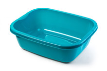 Blue Plastic Wash Bowl On A White Background