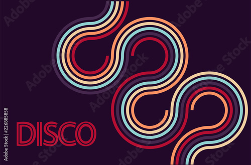 Disco party background vector. 70s inspired poster. Poster Mural XXL