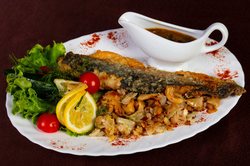 Roasted mullet fish