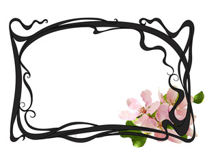 art nouveay frame with spring flowers