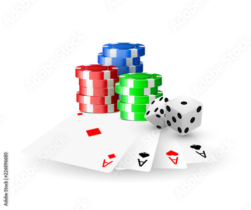 Download Online Casino Concept Playing Cards Dice Chips Banner Template Layout Mockup For Casinos And Gambling Vector Illustration Stock Vector Adobe Stock