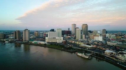 Sticker - New Orleans, Louisiana, USA Skyline Flyover