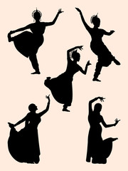 Wall Mural - Indian dancer silhouette 03. Good use for symbol, logo, web icon, mascot, sign, or any design you want.