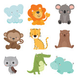 Fototapeta Pokój dzieciecy - set of cute animal wildlife vector