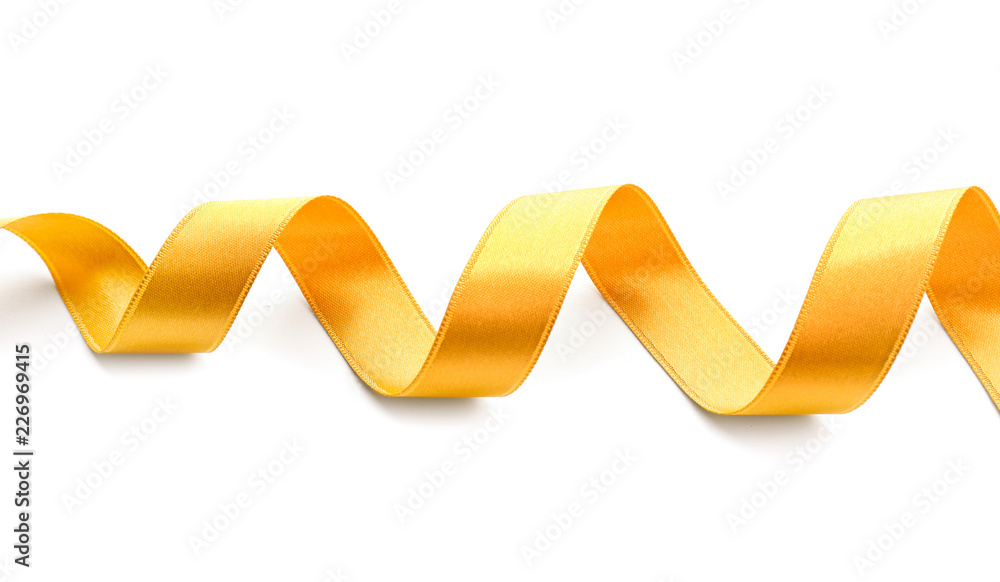 Beautiful golden ribbon on white background