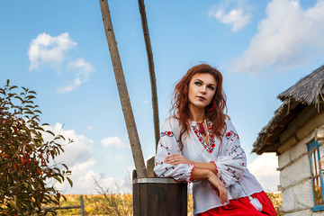 Wall Mural - beautiful girl in the national Slavic costume