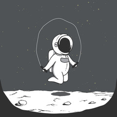 Wall Mural - cute astronaut jumps with a jump rope on the moon.prints design.space theme.vector illustration