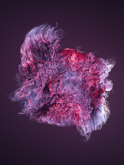 Poster - Curl noise flow abstract colored lines. 3d rendering
